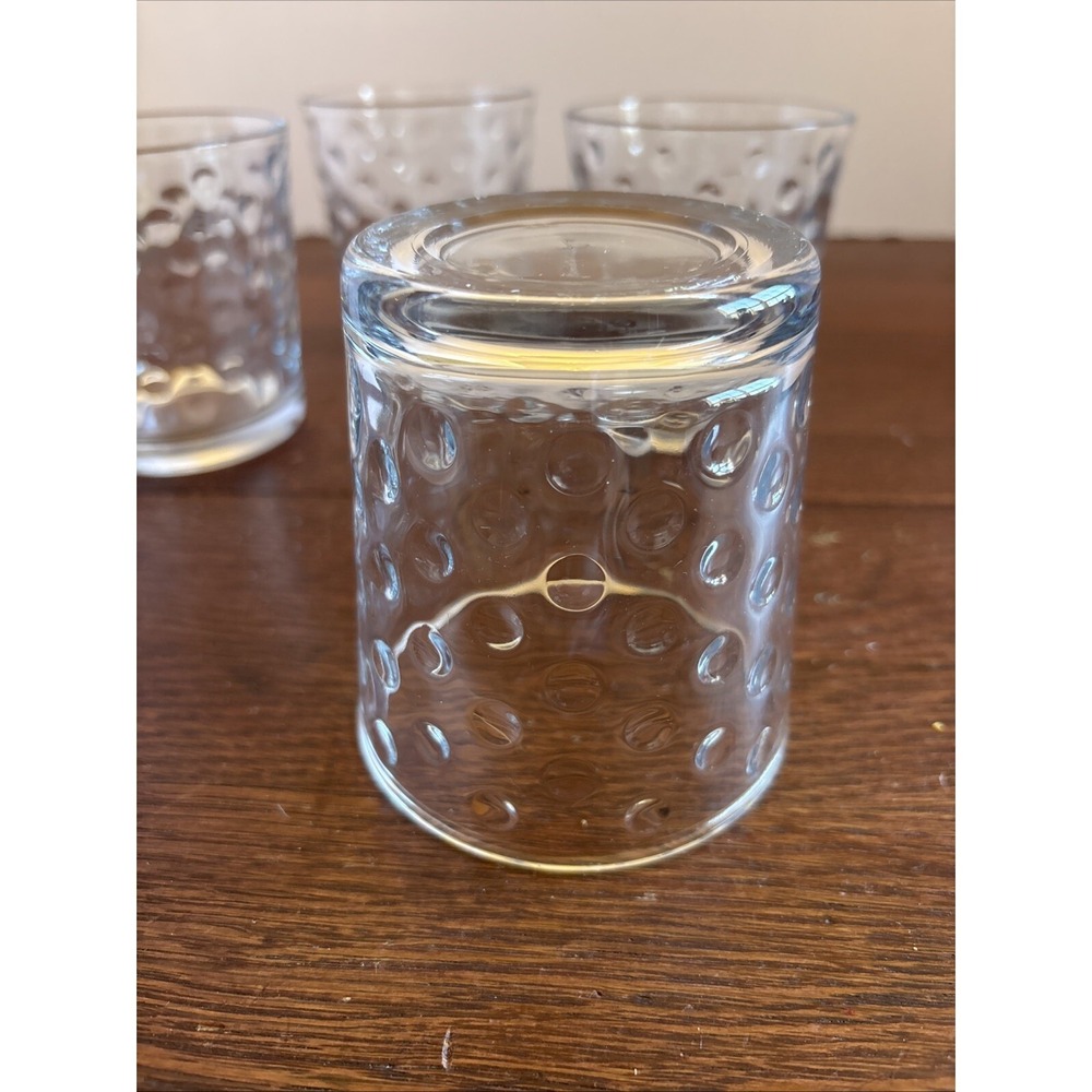 LIBBEY AWA Clear Polka Dot Optic Pattern Rocks Double Old Fashioned Glasses -4 - Picture 6 of 8